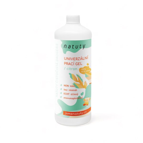 Natuty Univerzální prací gel na bílé i barevné prádlo s vůní citronu (1 l) - 33 pracích dávek v 1 litru