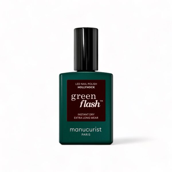 Manucurist Green Flash LED gel lak na nehty - HollyHock (15 ml) - tmavá bordó barva