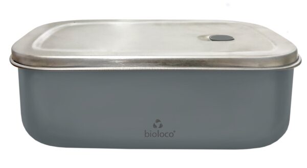 Bioloco Nerezový svačinový box (800 ml) - Šedý - silikonové těsnění a posuvná přepážka