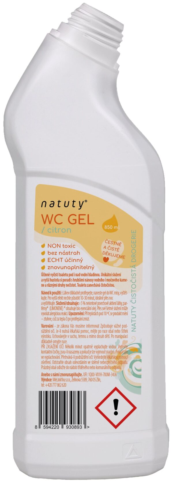 Natuty WC gel s vůní citronu (850 ml) - Image 2