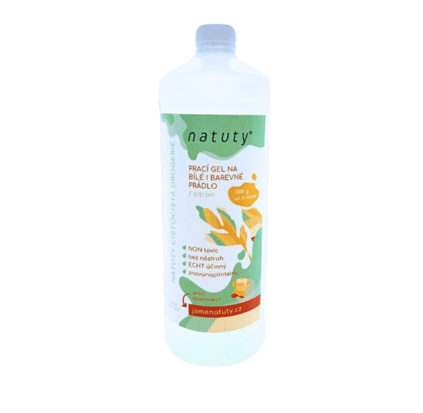 Natuty Univerzální prací gel na bílé i barevné prádlo s vůní citronu (1 l) - 33 pracích dávek v 1 litru - Image 2