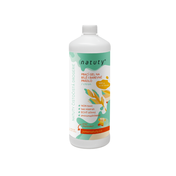 Natuty Univerzální prací gel na bílé i barevné prádlo s vůní citronu (1 l) - 33 pracích dávek v 1 litru - Image 3